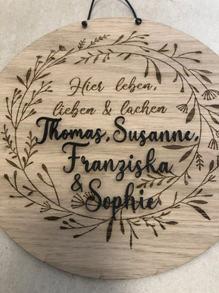 Hier leben, lieben, lachen - Schild