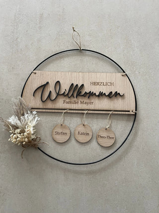 Türschild personalisiert Loop Trockenblume