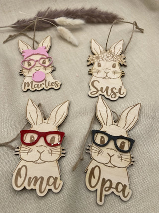 Personalisierter Osterhase mit Namen – Holzanhänger