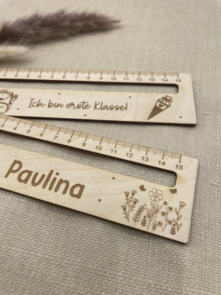 Personalisiertes Lineal zum Schulanfang – 15 cm mit Name, Wunschtext & Symbol