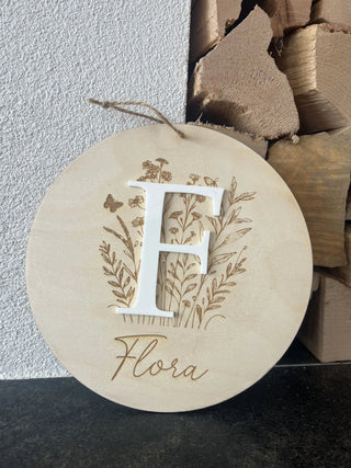 personalisierte Holzscheibe