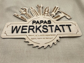 Papa Werkstatt Schild